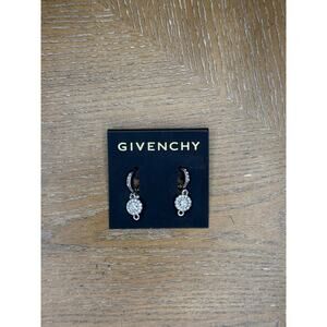 Givenchy Crystal Drop Earrings Gold Tone Dangle Halo Rhinestone Designer New